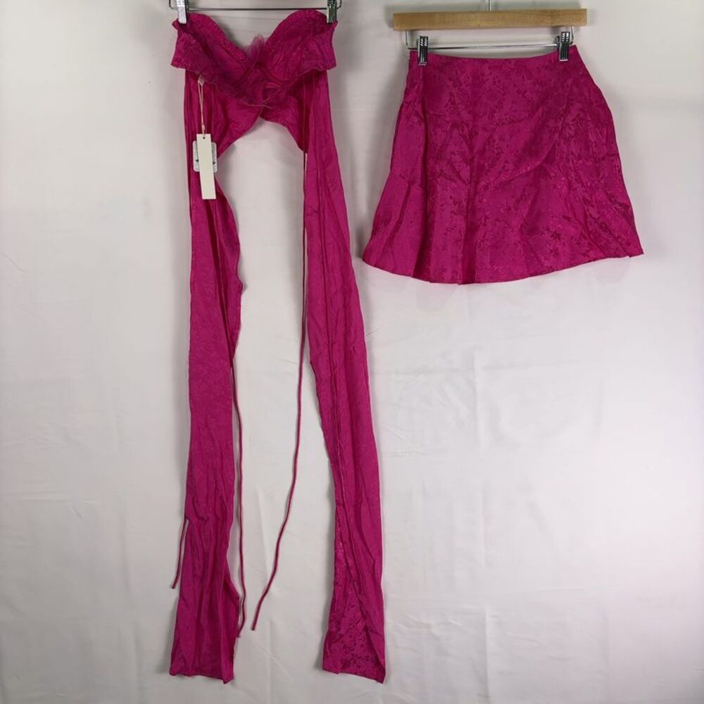 For Love & Lemons Hot Pink Lace Skirt Set - Picture 2 of 4